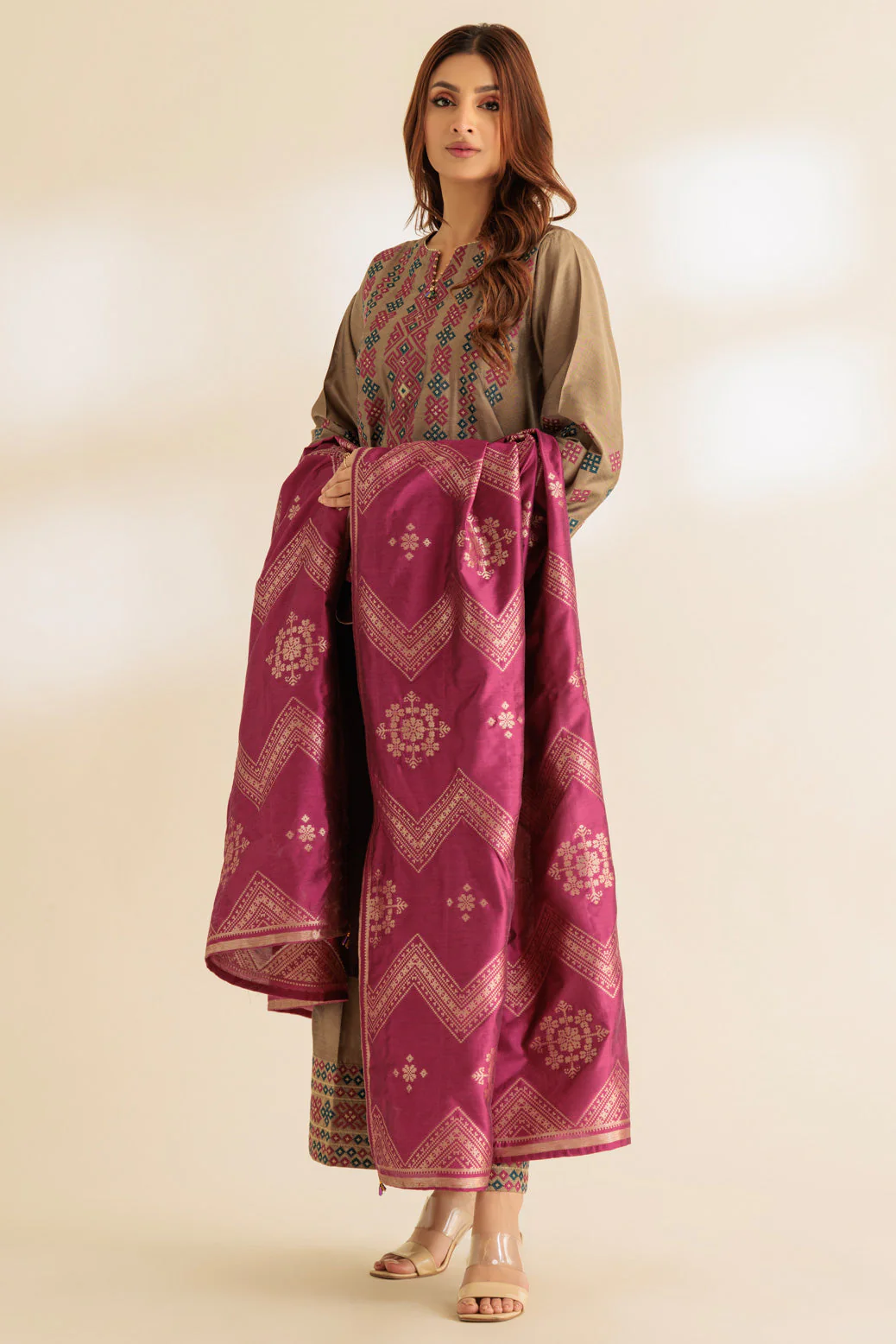 D-BEIGE-RAW SILK-3 PIECE (SS6243P14) - Image 5