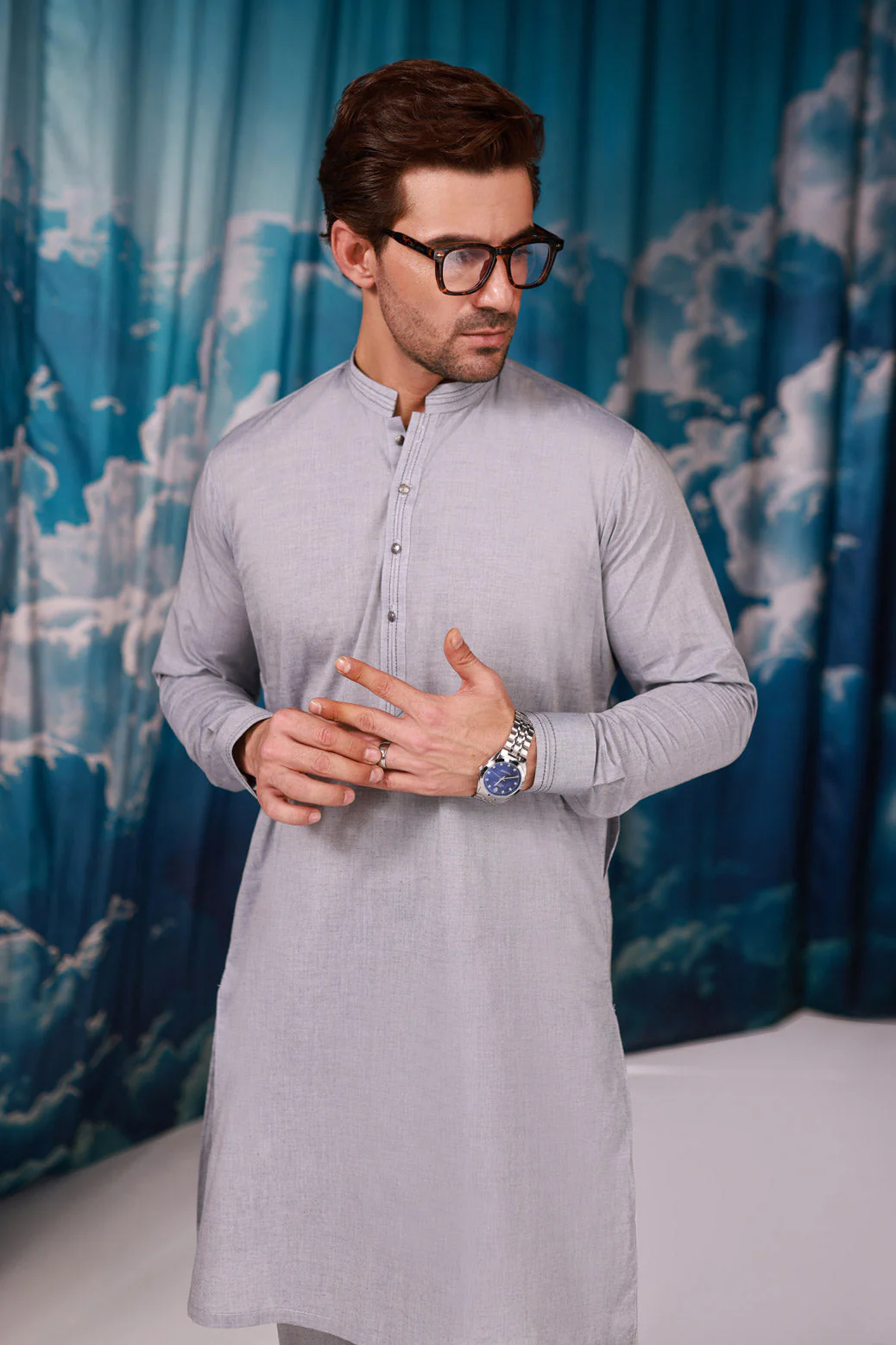 D-BLUE-BLENDED-KURTA TROUSER - (KSW24-010) - Image 2