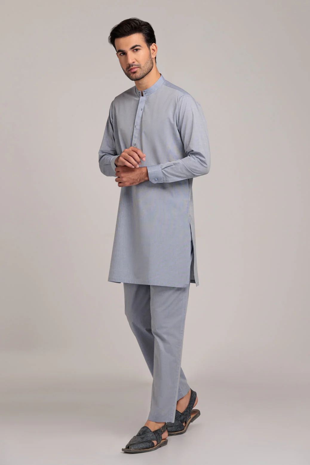 D-BLUE-COTTON-KURTA PAJAMA TROUSER (KSS23-008) - Image 4