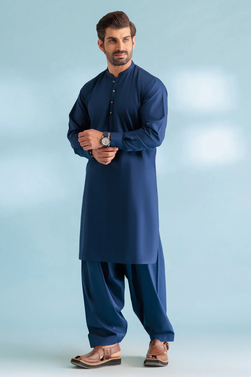 D-BLUE-DOBBY-KURTA SHALWAR - (KSRW23-024) - Image 2
