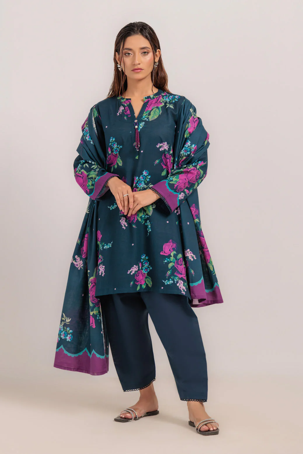 D-BLUE-KHADDAR-3 PIECE (WS2243P31) - Image 2