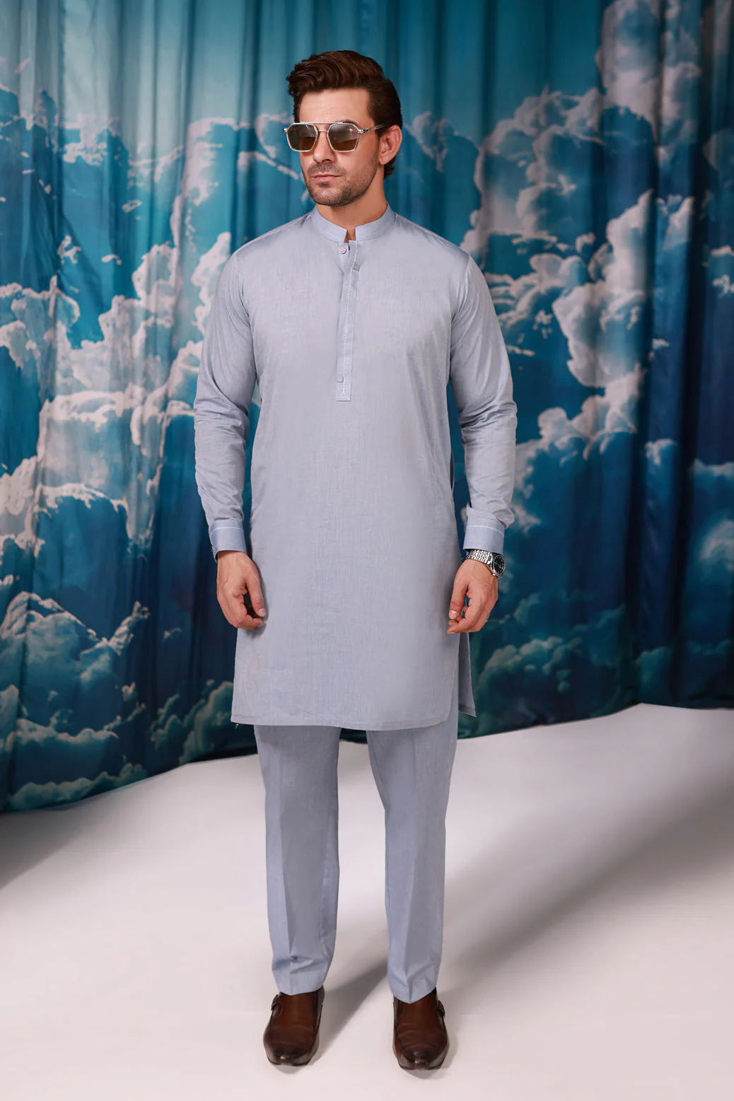 D-BLUE-YARN DYED-KURTA TROUSER - (KSW24-016) - Image 3
