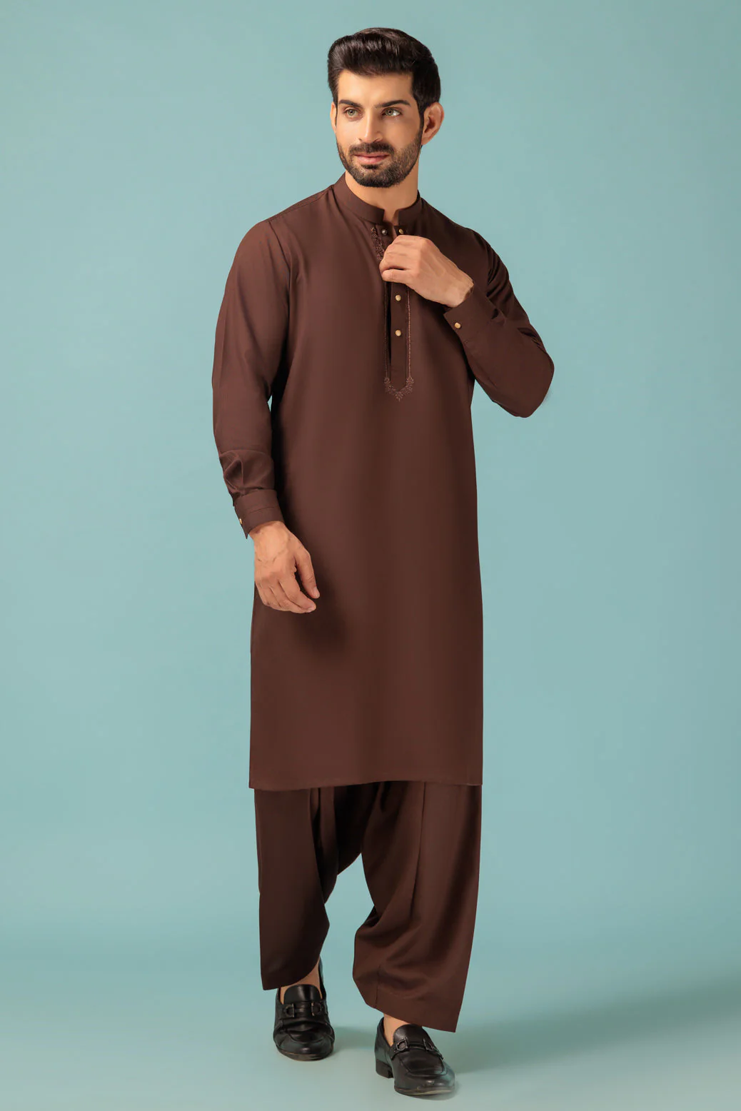 D-BROWN-BLENDED-KURTA SHALWAR - (KSRW23-032) - Image 3