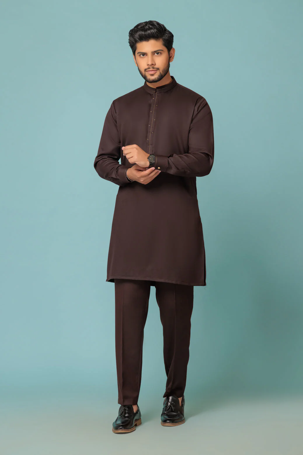 D-BROWN-BLENDED-KURTA SHALWAR - (KSW23-018) - Image 4