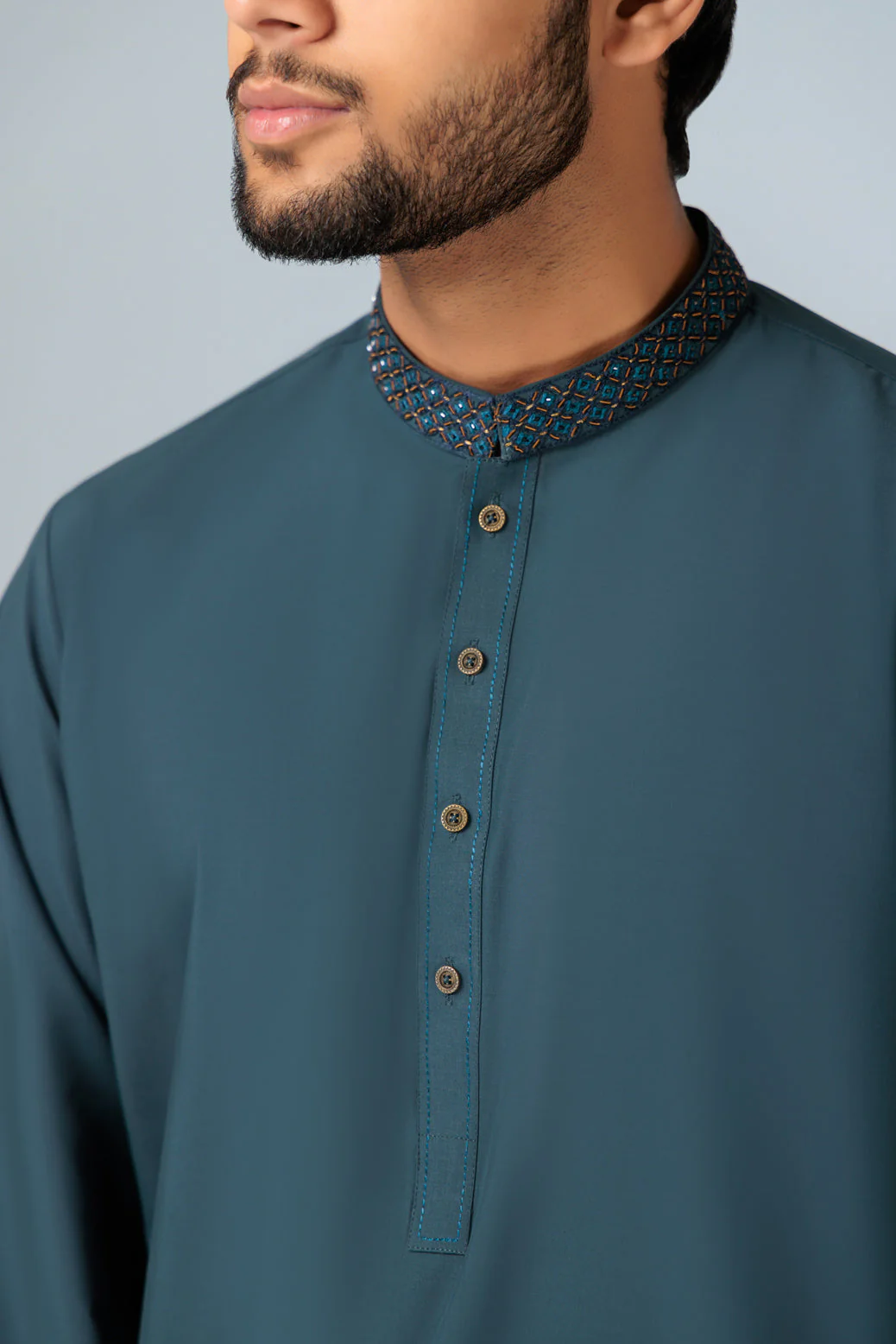 D-GREEN-BLENED-KURTA SHALWAR (KSRS23-067) - Image 2
