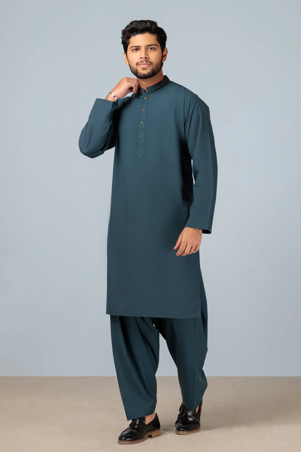 D-GREEN-BLENED-KURTA SHALWAR (KSRS23-067) - Image 4