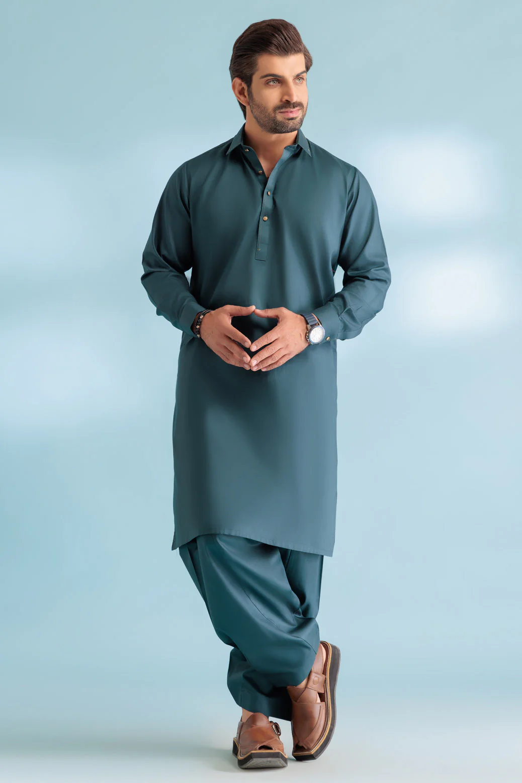 D-GREEN-COTTON-KURTA SHALWAR - (KSRW23-050) - Image 4