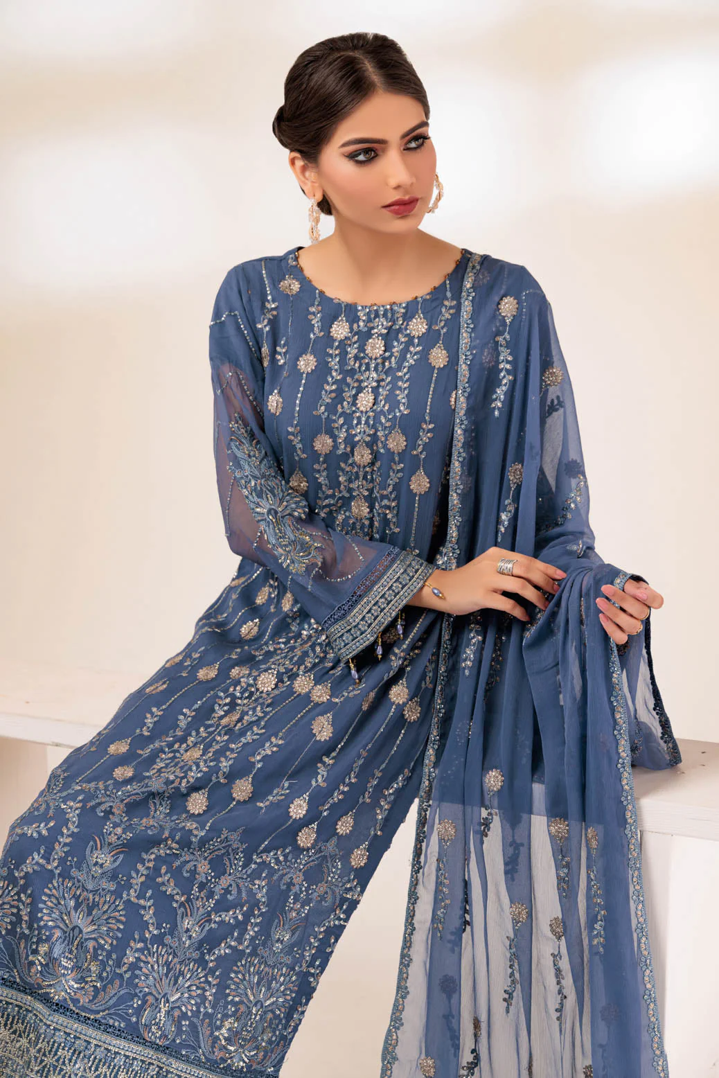 D-GREY-CHIFFON-3 PIECE (MWF233P02) - Image 2