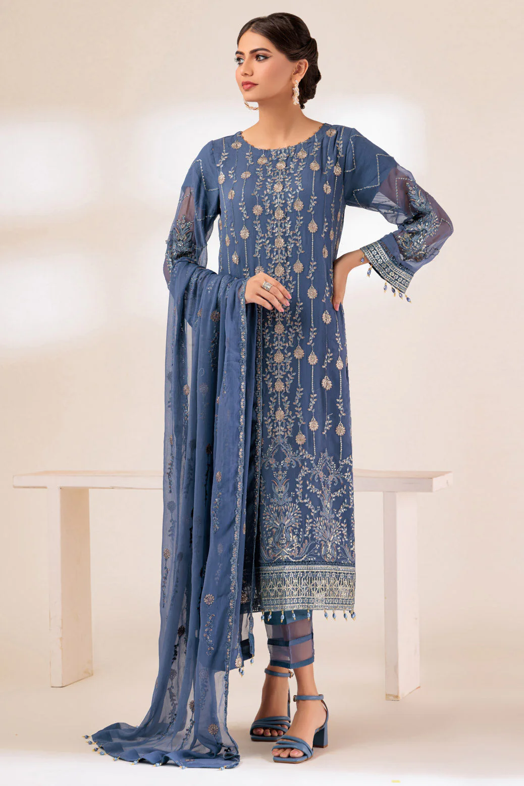D-GREY-CHIFFON-3 PIECE (MWF233P02) - Image 3