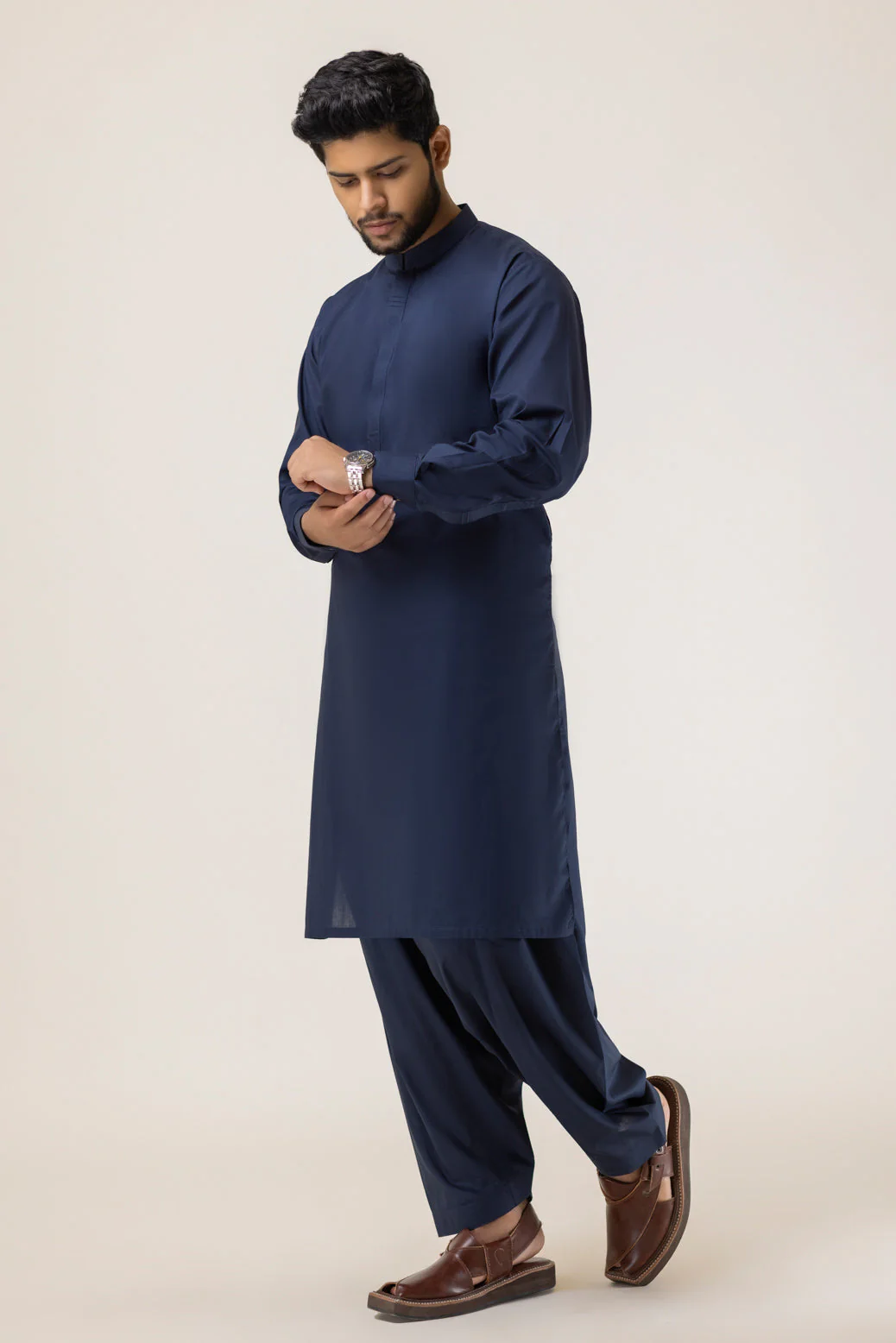 D-NAVY-BLENDED-KURTA SHALWAR - (KSRS23-098) - Image 4