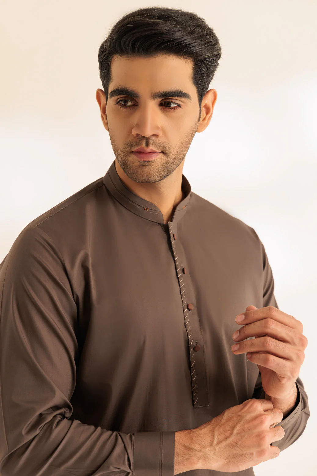 D-OLIVE-BLENDED-KURTA SHALWAR - (KSRS24-021) - Image 4