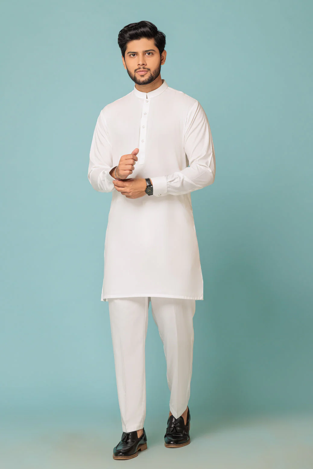 D-WHITE-BLENDED-KURTA SHALWAR - (KSB23-019) - Image 3
