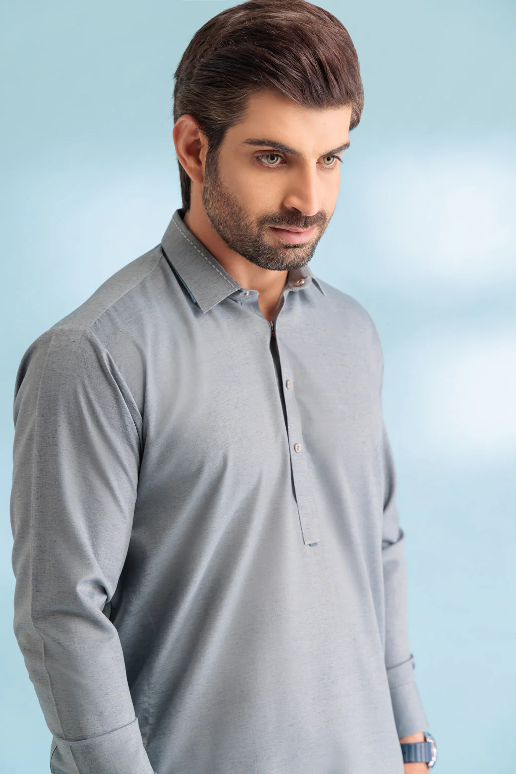E-BLUE-BLENDED-SHALWAR SUIT - (GSSW23-079) - Image 2