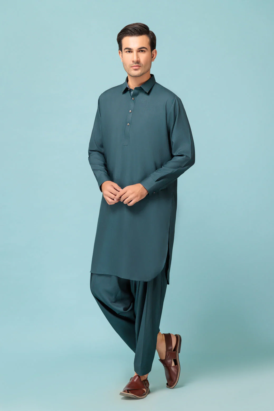 E-GREEN-BLENDED-SHALWAR SUIT - (GSSW23-066) - Image 3