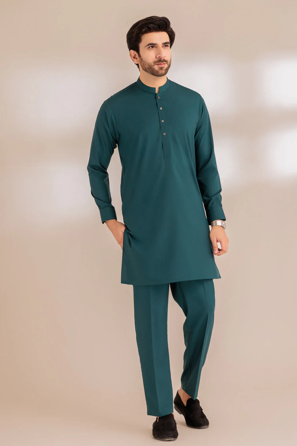 EMERALD-BLENDED-KURTA PAJAMA TROUSER - (KSS23-034) - Image 3
