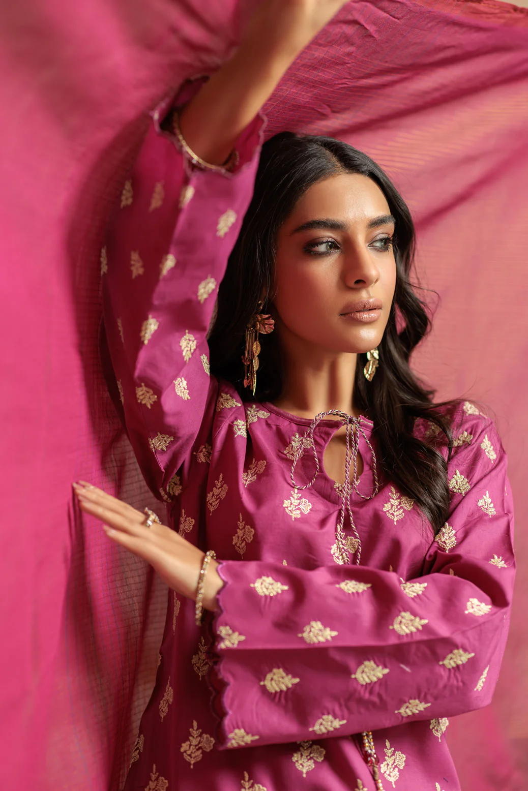 FUCHSIA-CHIKANKARI-3 PIECE (WSS223P99) - Image 3