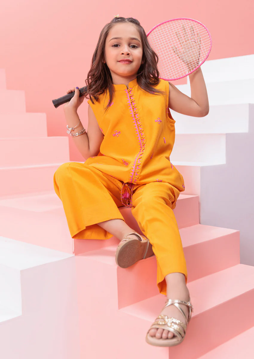 Orange-Raw Silk-2 Piece (G25DE2024) - Image 4