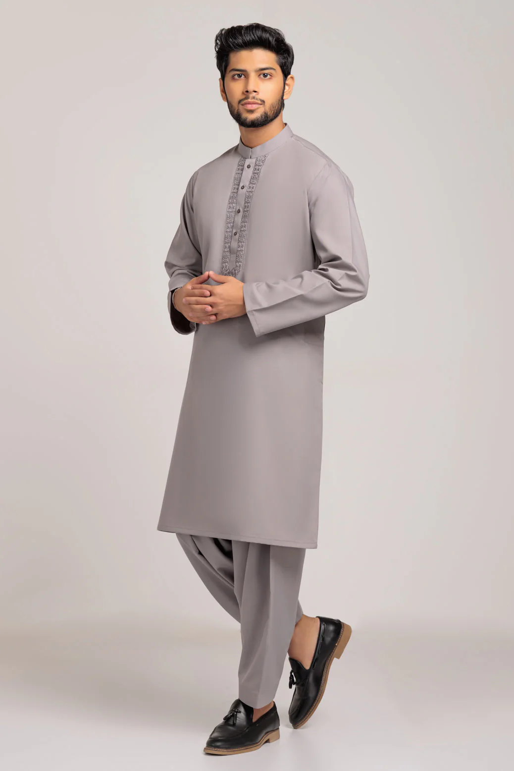 GRAY-COTTON-KURTA SHALWAR (KSRS23-019) - Image 3
