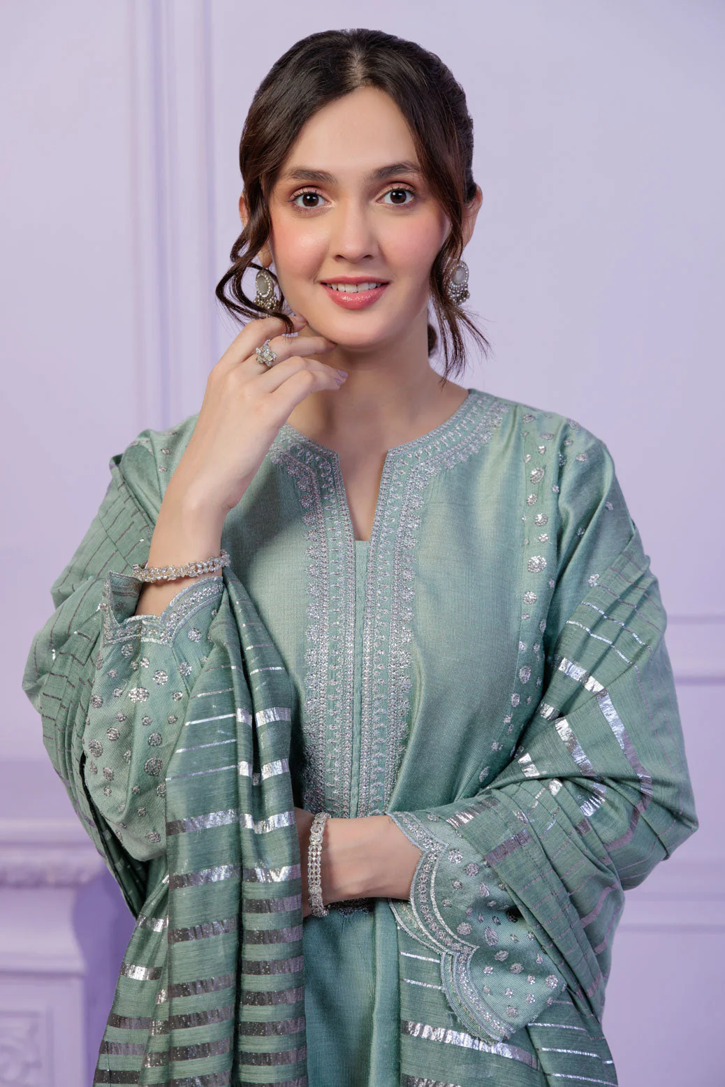 GREEN-DYED KHADDI-3 PIECE (SS5243P53) - Image 5