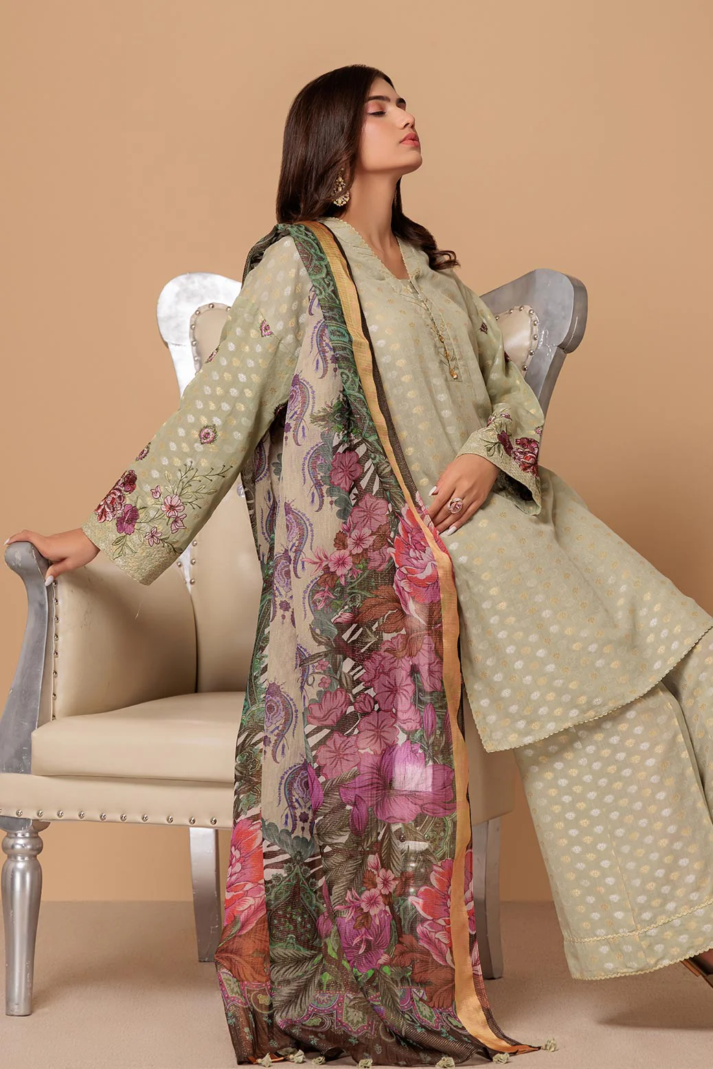 GREEN-JACQUARD-3 PIECE (SRS233P69) - Image 2