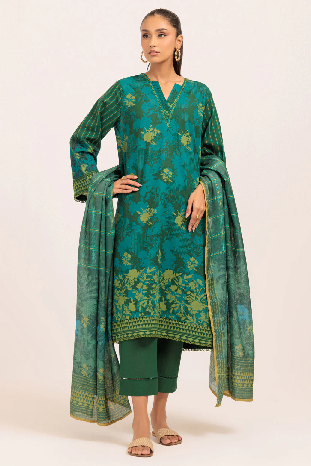GREEN-KHADDAR-3 PIECE (WS1243P03) - Image 2