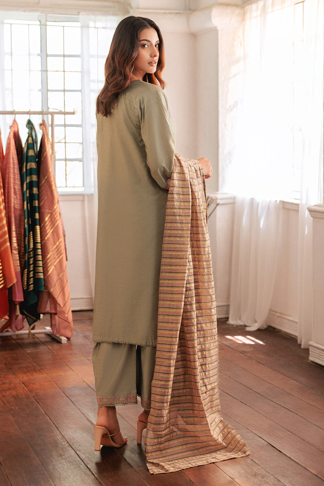 GREEN-RAW SILK-3 PIECE (6S24C3P189) - Image 5
