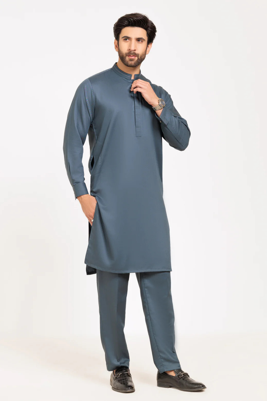 S-GREEN-BLENDED-KURTA SHALWAR - (KSRW24-036) - Image 3