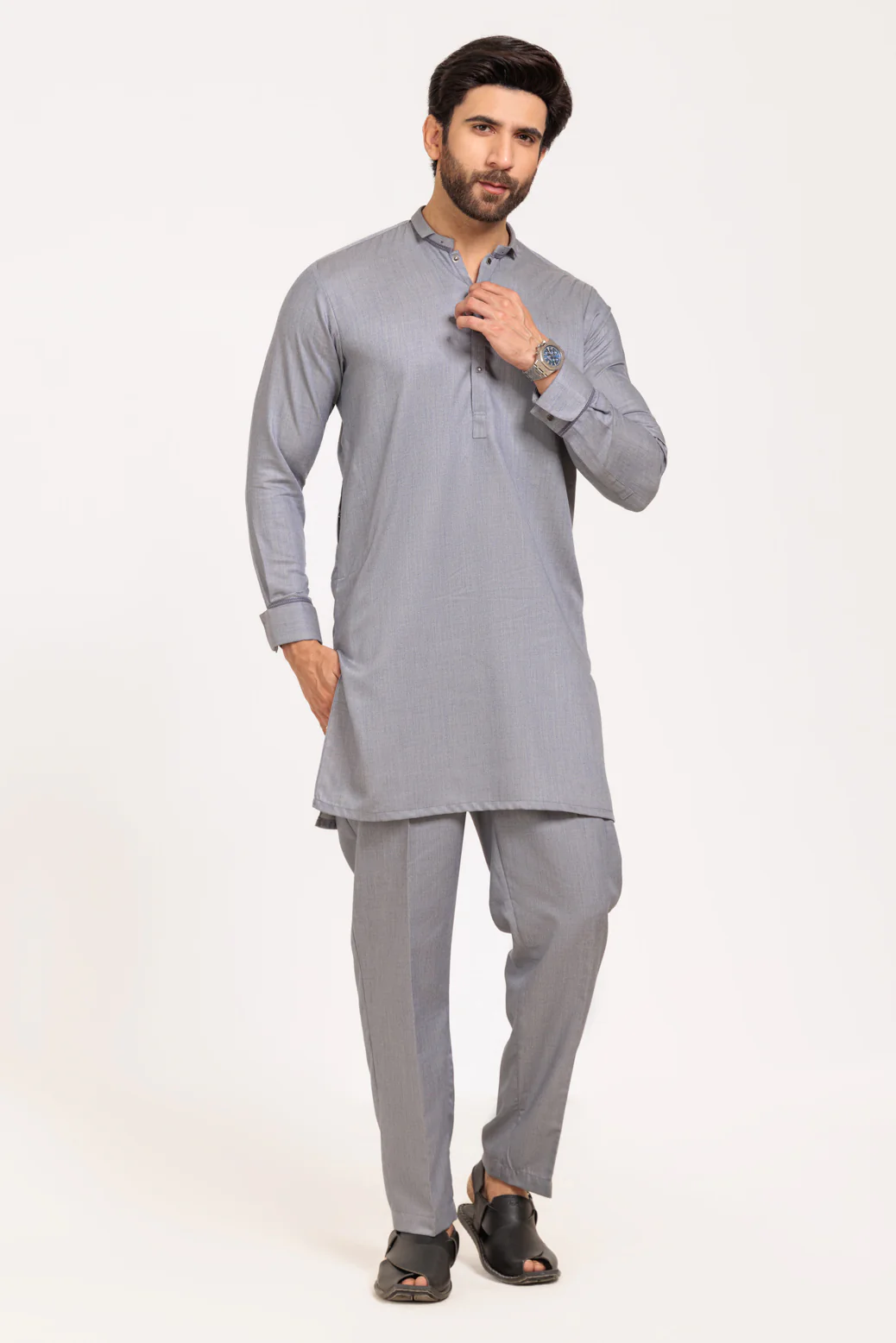 L-GREY-BLENDED-KURTA TROUSER - (KSW24-031) - Image 4