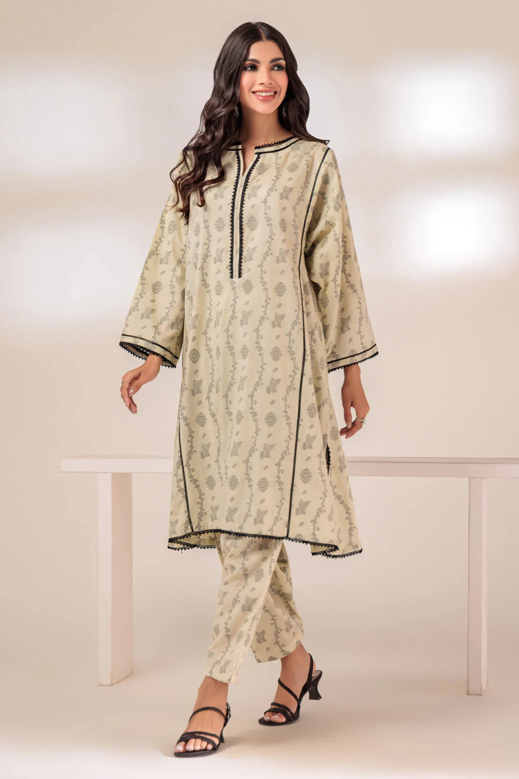 L-BEIGE-JACQUARD-2 PIECE (SAS232P41) - Image 3