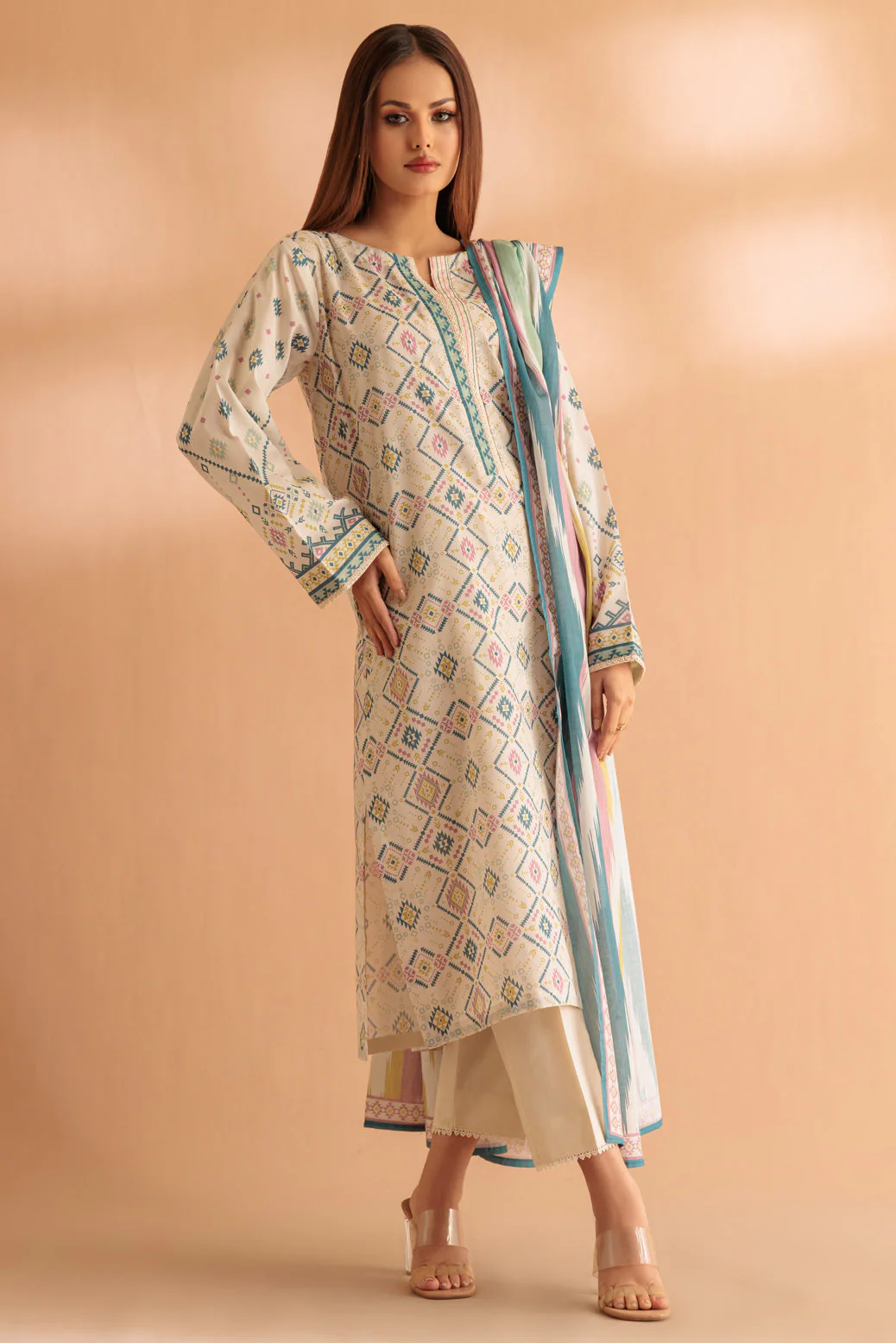 L-BEIGE-LAWN-3 PIECE (SS2243P46) - Image 3