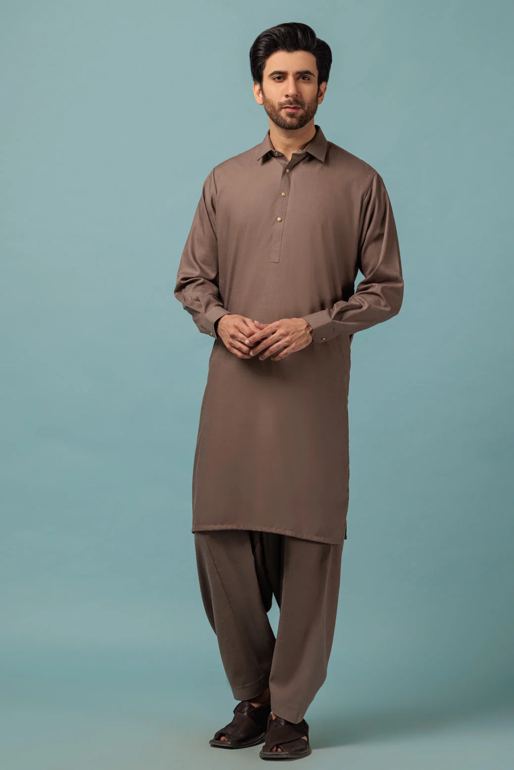 L-BROWN-BLENDED-KURTA SHALWAR - (KSRW23-031) - Image 2