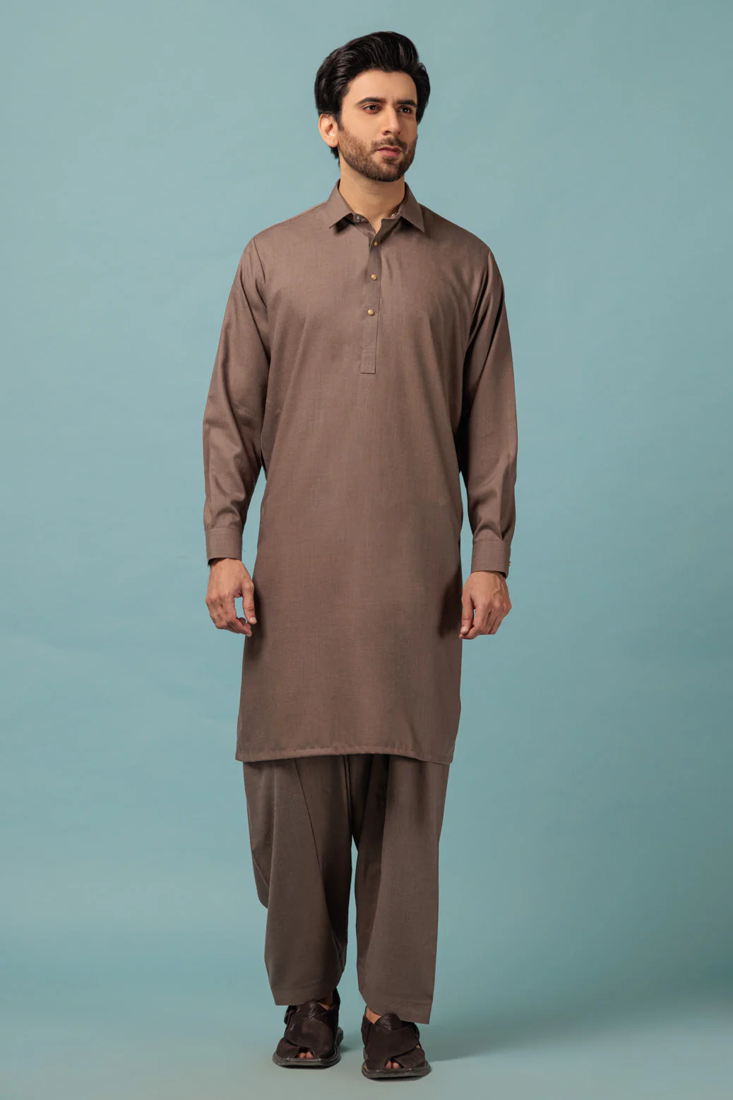 L-BROWN-BLENDED-KURTA SHALWAR - (KSRW23-031) - Image 3