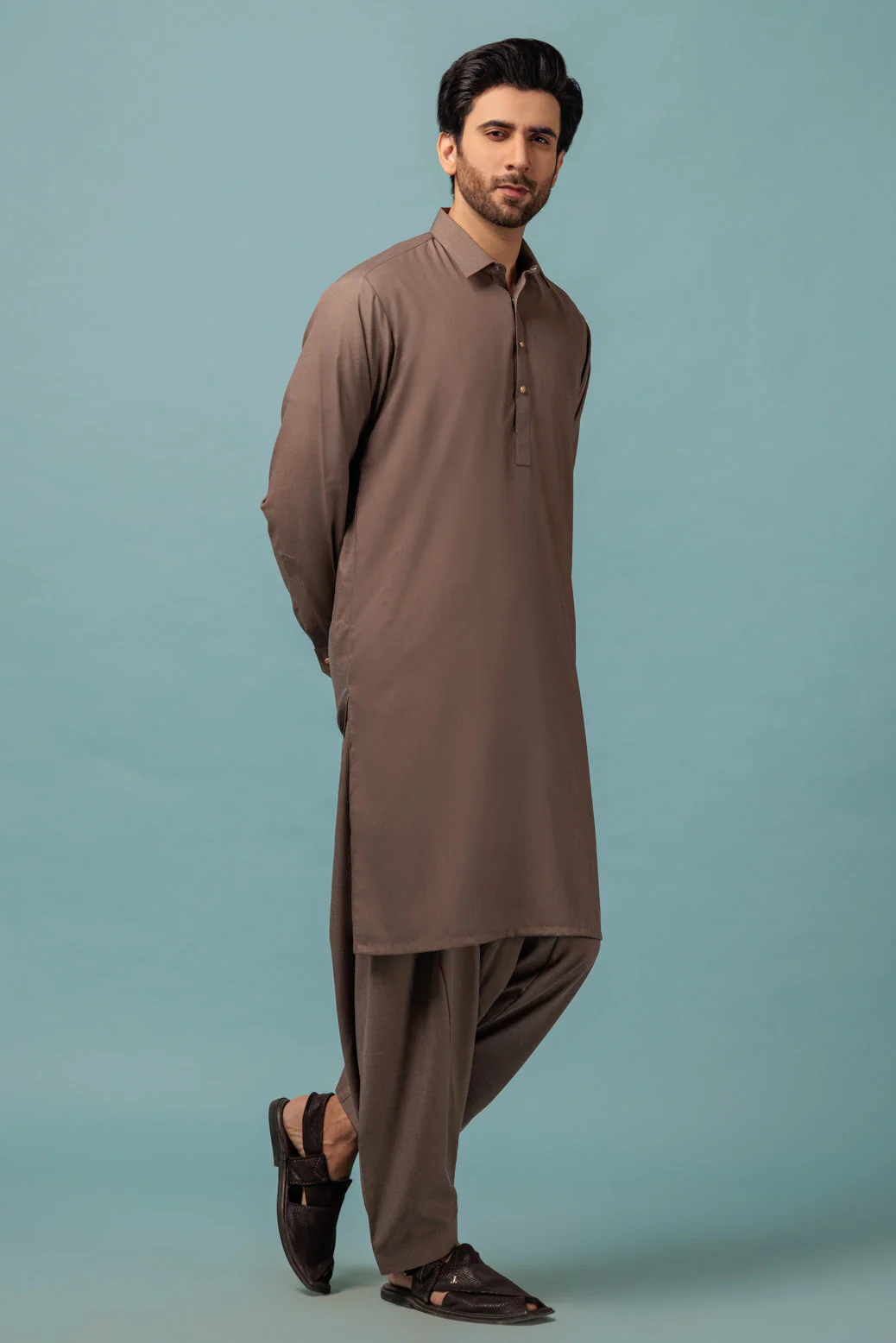 L-BROWN-BLENDED-KURTA SHALWAR - (KSRW23-031) - Image 4