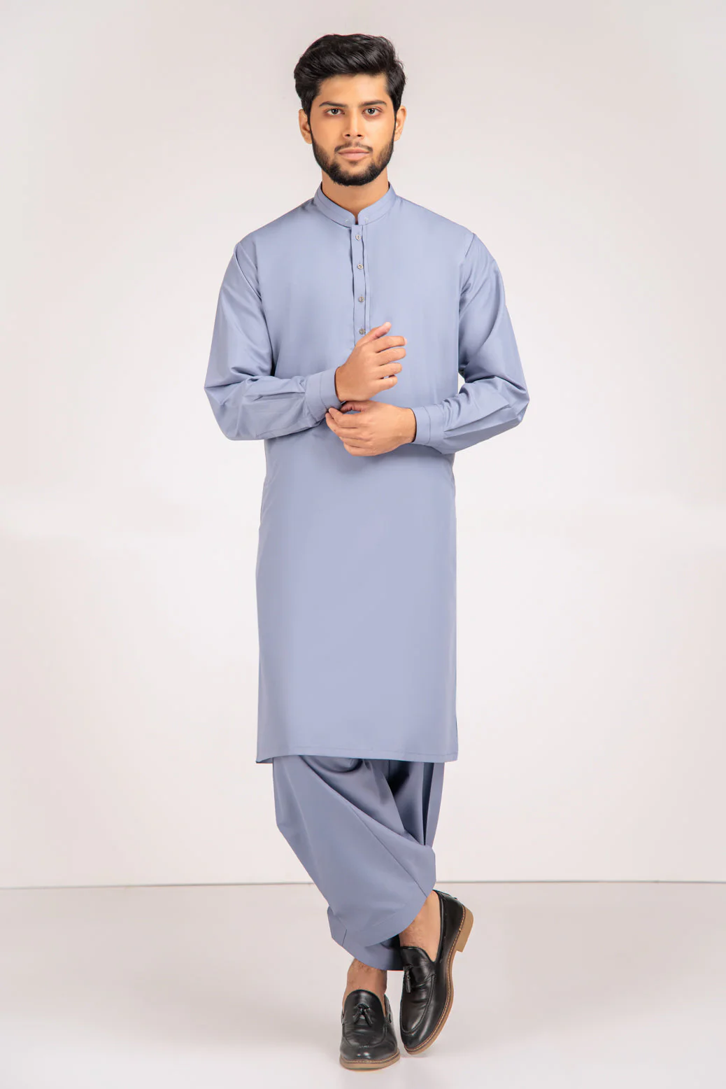 L-GRAY-BLENDED-KURTA SHALWAR (KSRS23-005) - Image 3