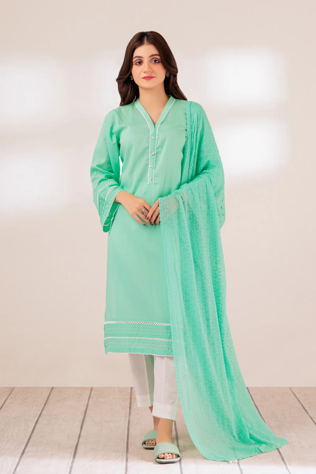 L-GREEN-CAMBRIC-2 PIECE (SRS232P39) - Image 2