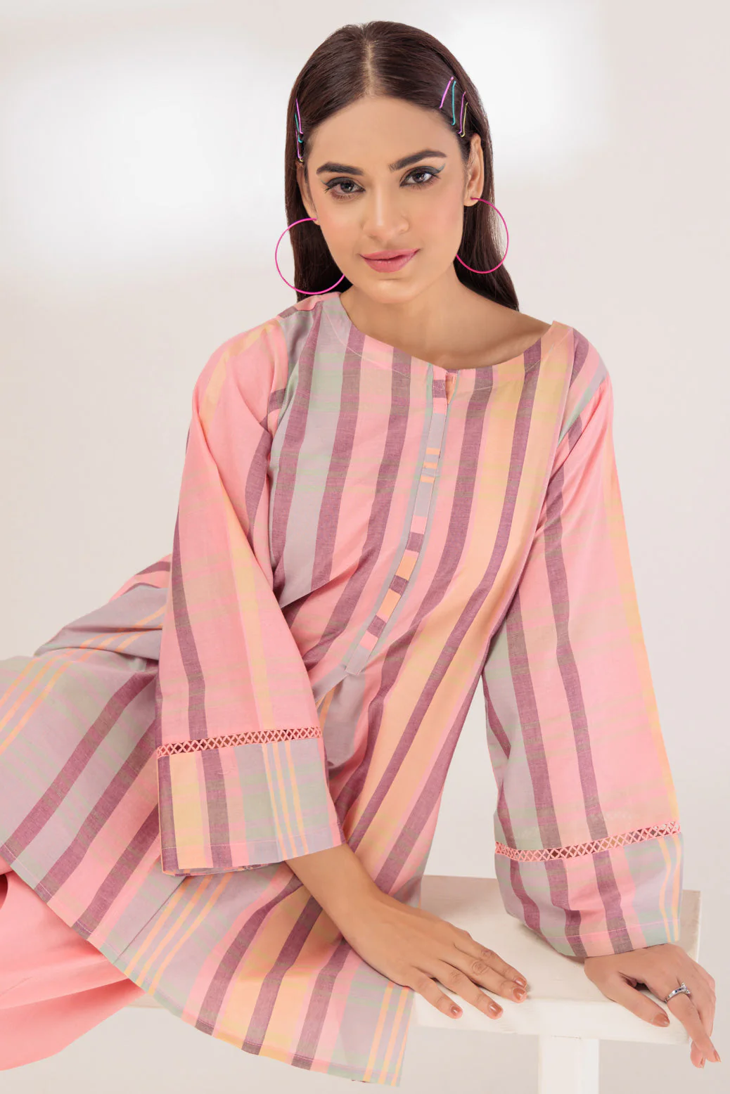L-PINK-YARN DYED-2 PIECE (SRLS232P40) - Image 2