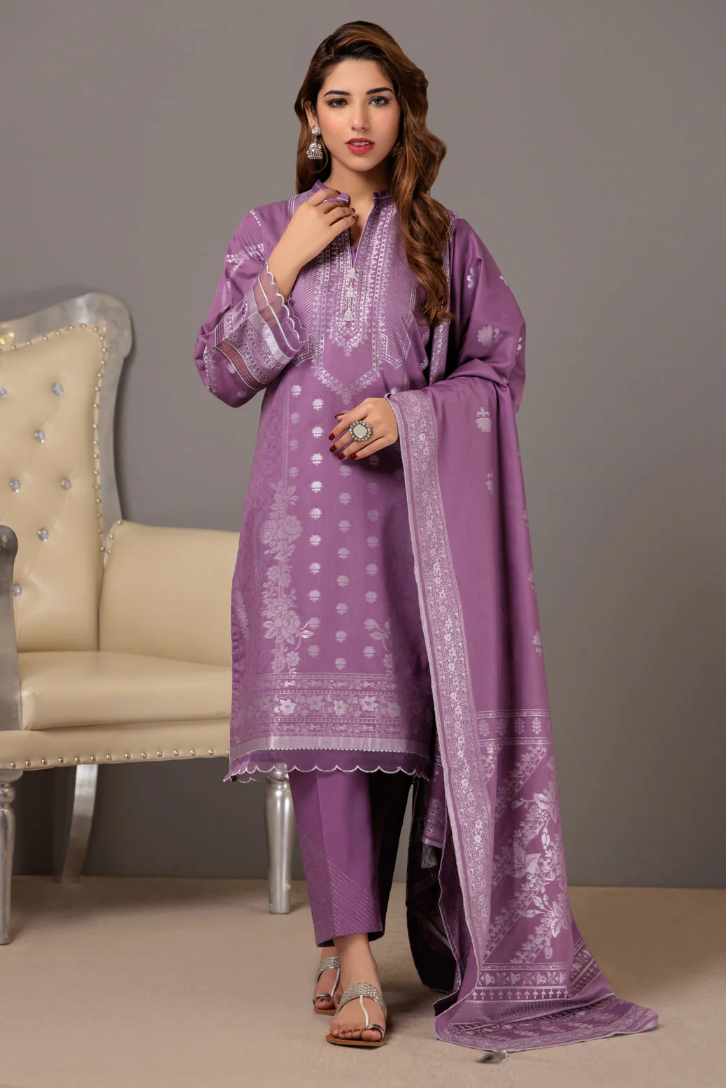 L-PURPLE-JACQUARD-3 PIECE (JSS233P15) - Image 2