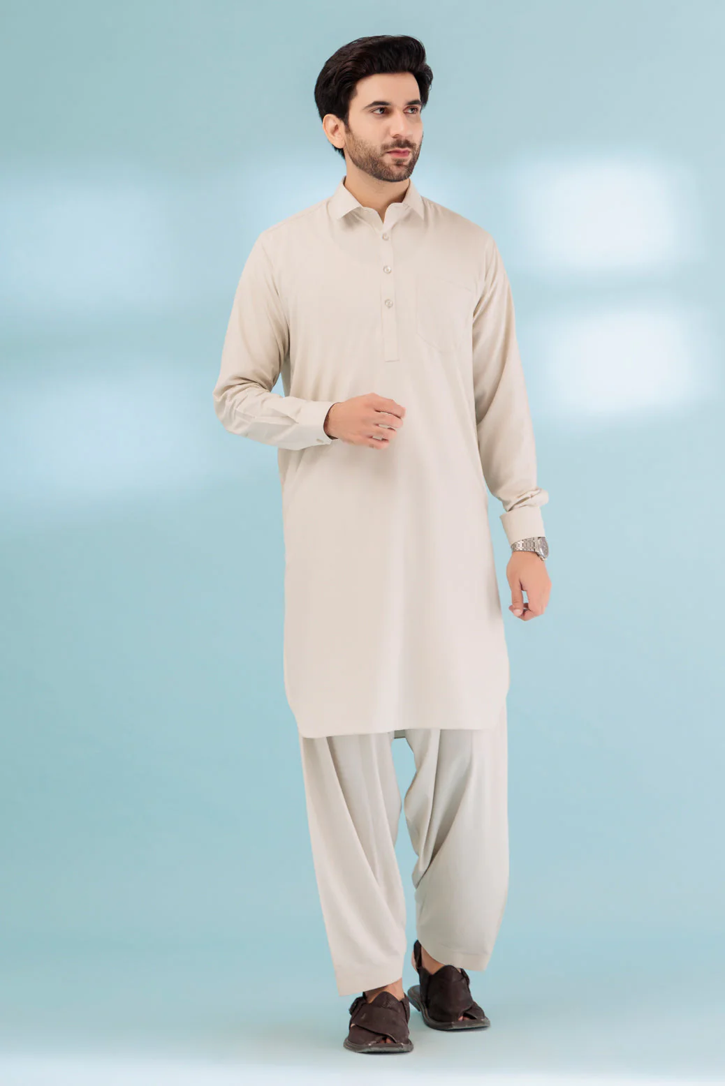 L-TAN-BLENDED-SHALWAR SUIT - (GSSS23-031) - Image 3