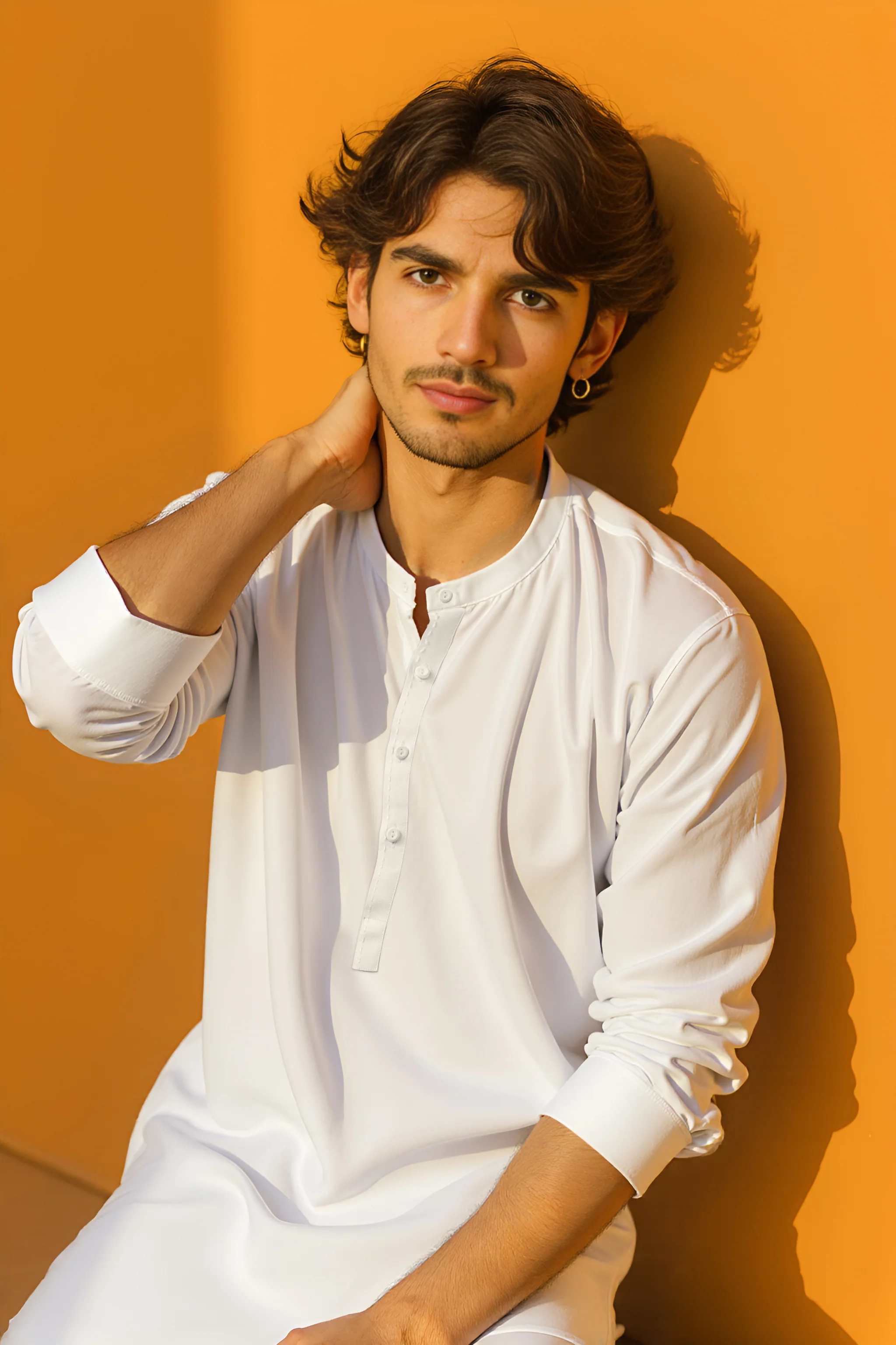 White-Cotton-Kurta Trouser - (M25KPS2003) - Image 5