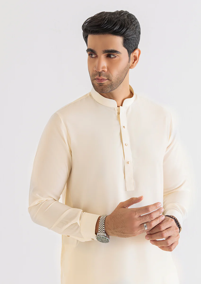 Cream-Blended-Kurta Trouser - (M25KPS2018) - Image 3