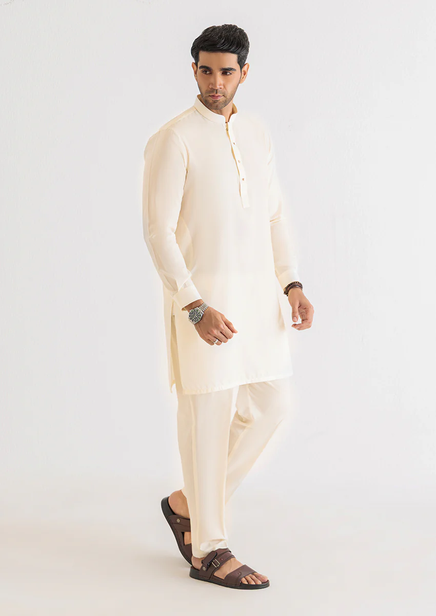 Cream-Blended-Kurta Trouser - (M25KPS2018) - Image 4
