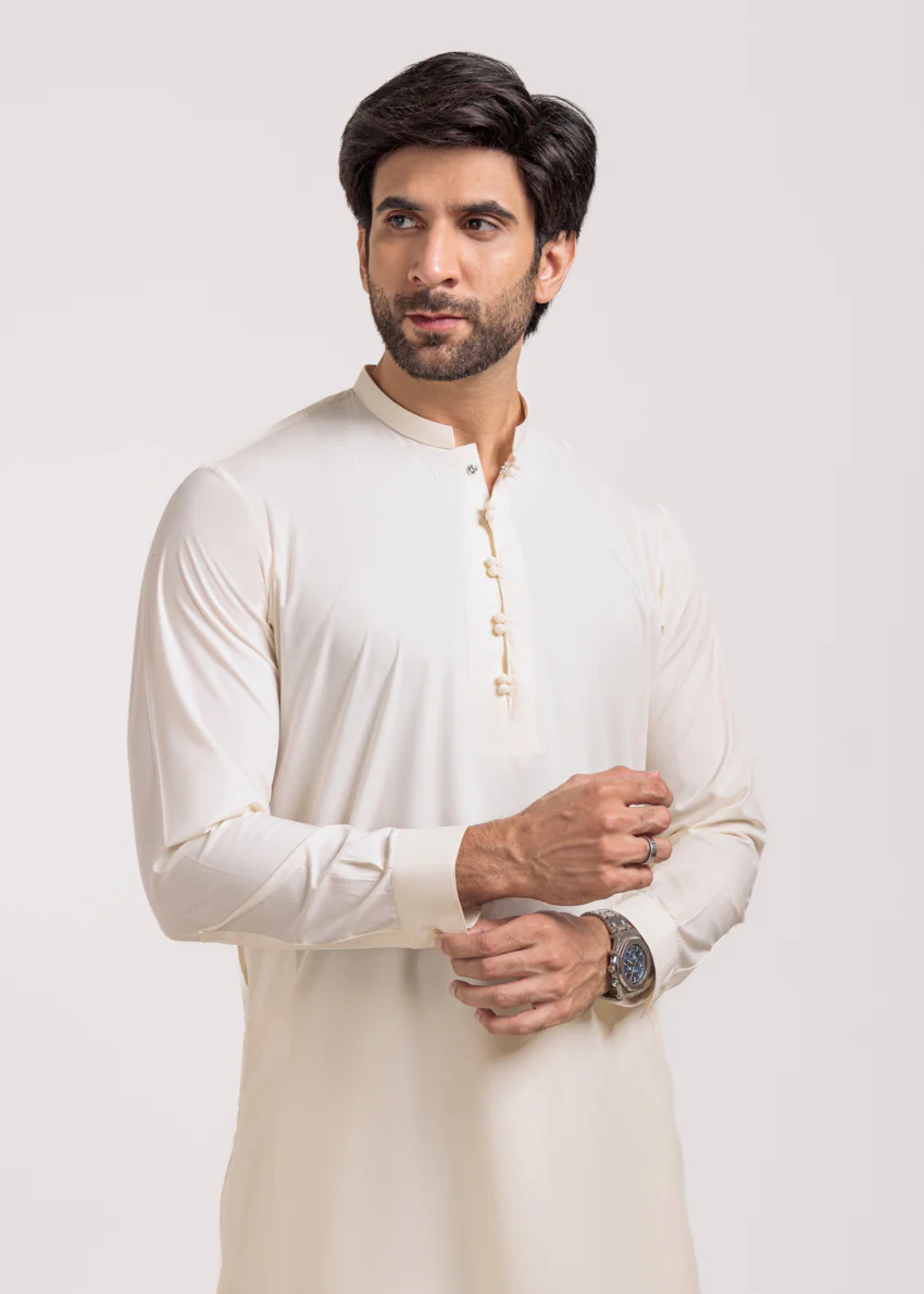 Cream-Blended-Kurta Trouser - (M25KPS2022) - Image 3