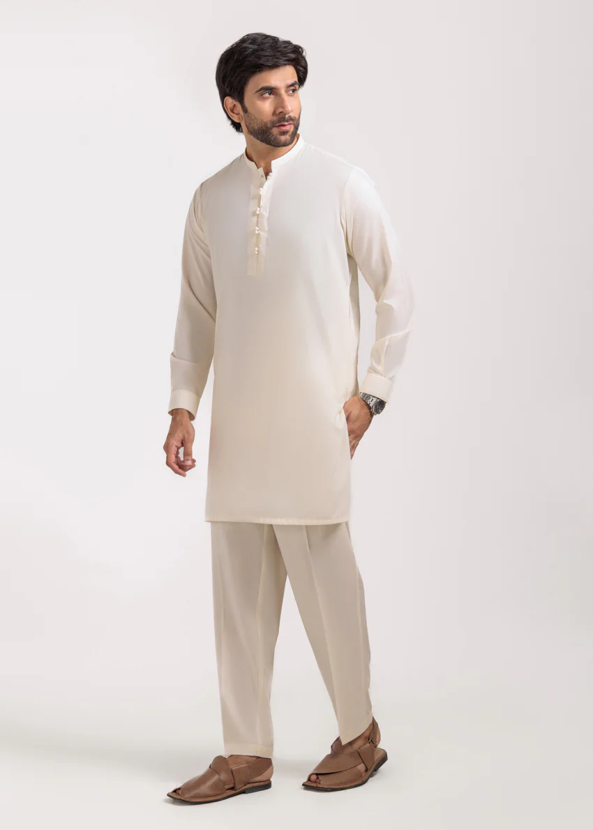 Cream-Blended-Kurta Trouser - (M25KPS2022) - Image 4