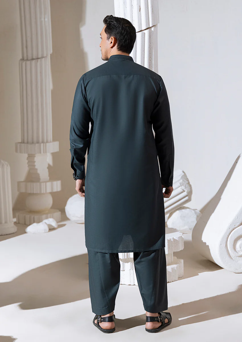 F-Green-Blended-Kurta Shalwar - (M25KSS1003) - Image 2