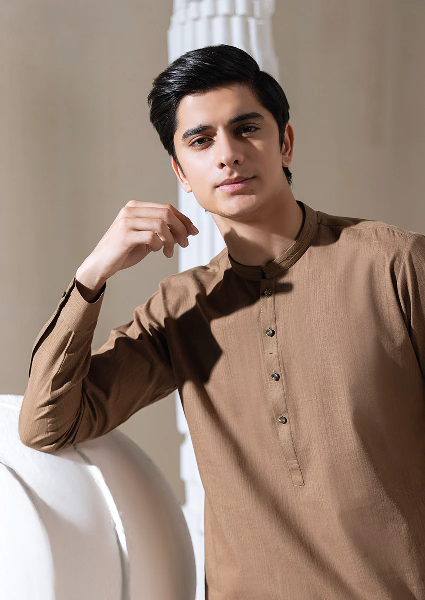 BROWN-COTTON FANCY-KURTA SHALWAR - (M25KSS1005) - Image 3