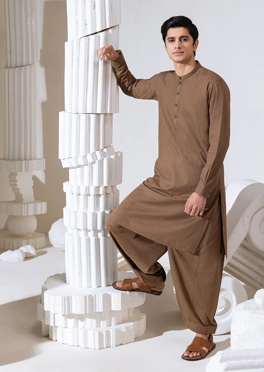 BROWN-COTTON FANCY-KURTA SHALWAR - (M25KSS1005) - Image 4