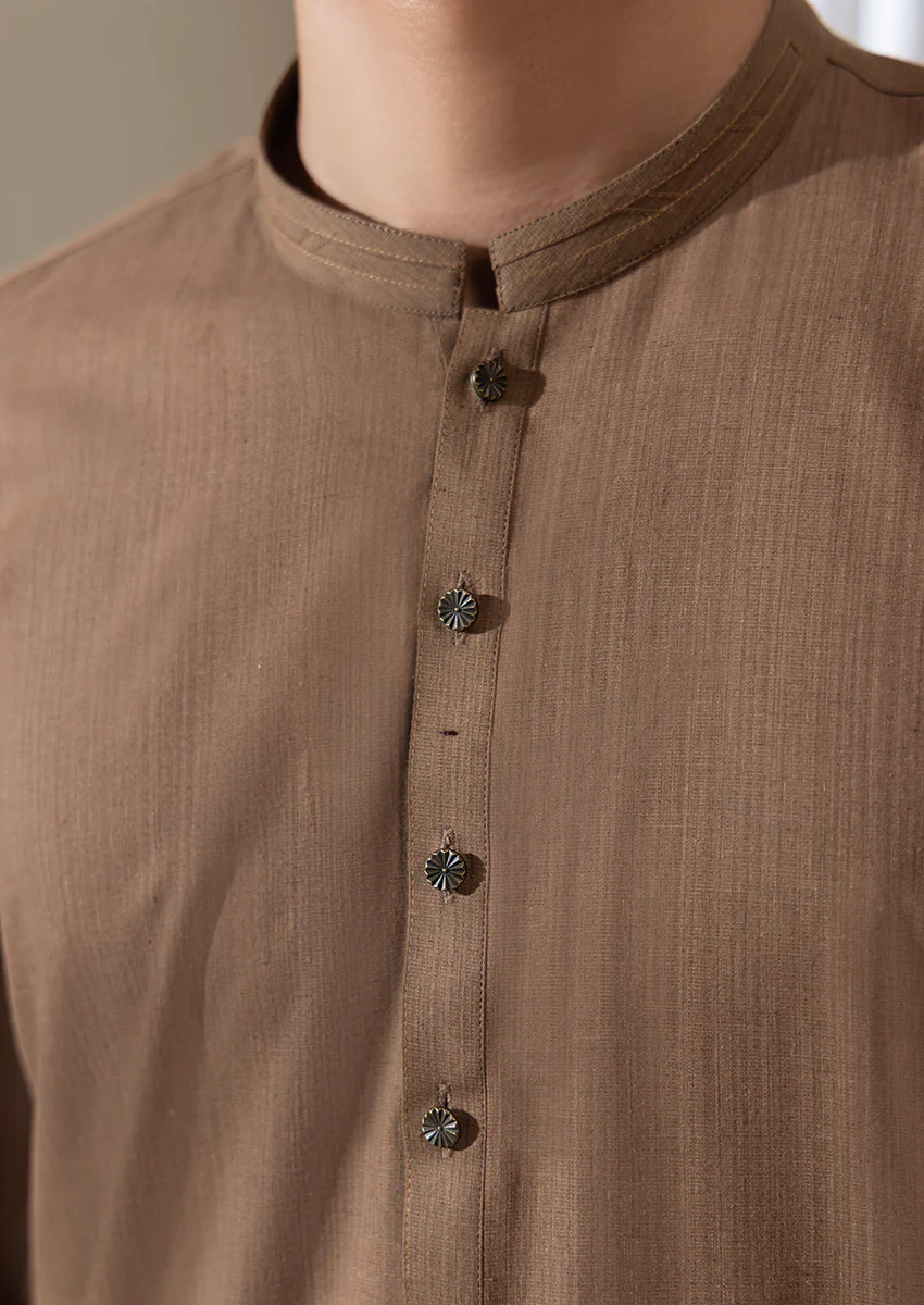 BROWN-COTTON FANCY-KURTA SHALWAR - (M25KSS1005) - Image 5