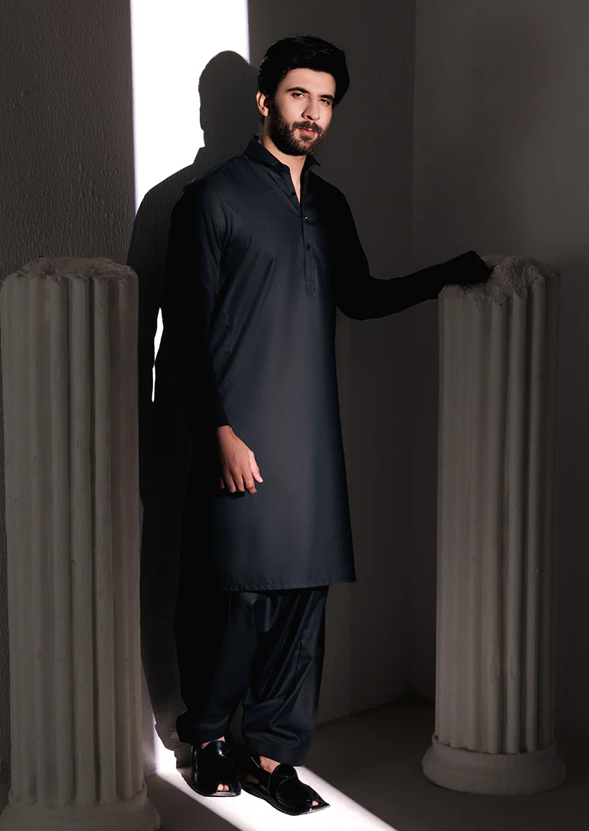 Black-Blended-Kurta Shalwar - (M25KSS1006) - Image 3