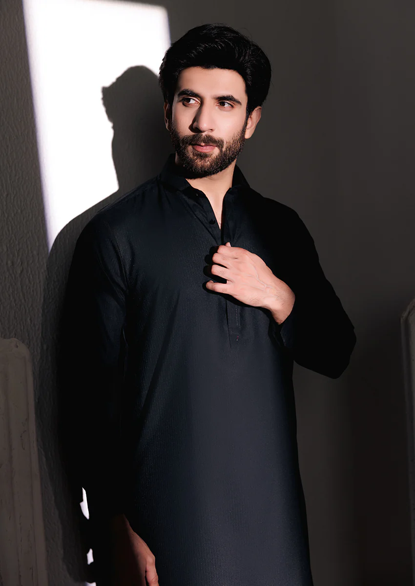 Black-Blended-Kurta Shalwar - (M25KSS1006) - Image 4