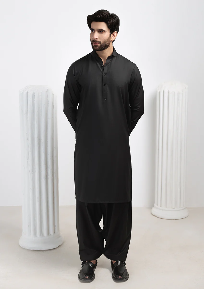 Black-Blended-Kurta Shalwar - (M25KSS1006) - Image 5